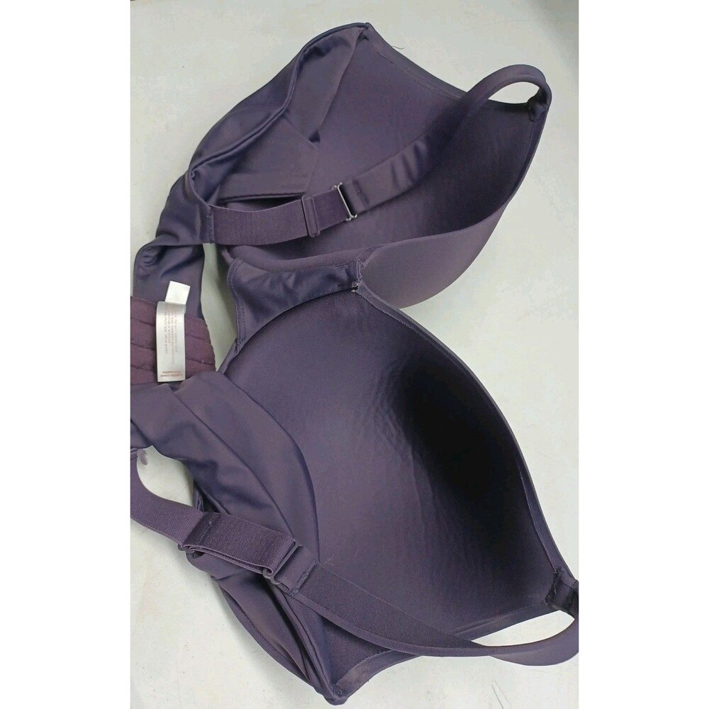 Cacique 46DD Lightly Lined Balconette Bra Plum Purple Full Coverage Underwire - Picture 3 of 5